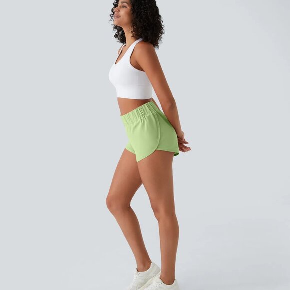 HALARA High Waisted Dolphin Hem Casual Shorts 2" - Picture 3 of 5